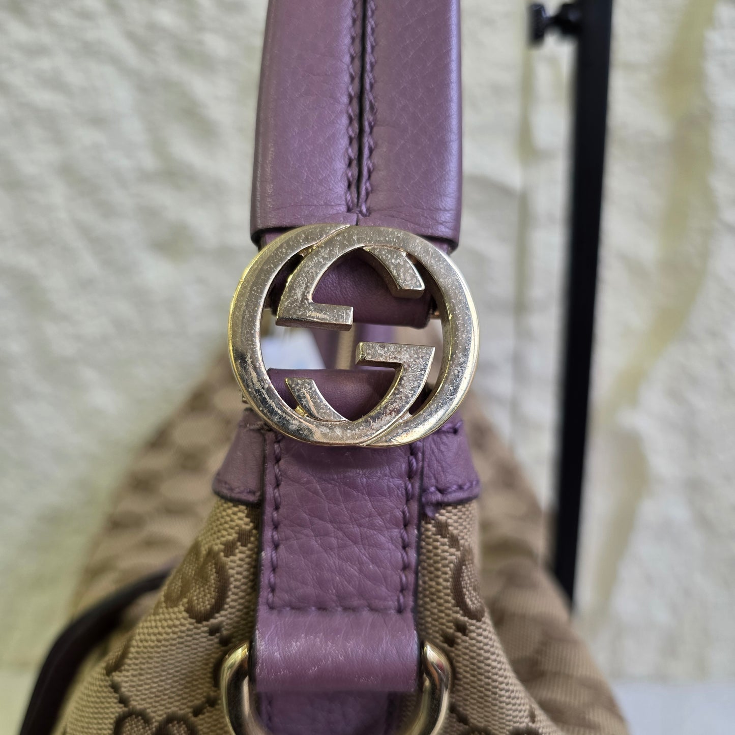 Gucci GG Supreme Canvas Leather Trim Handbag [Pre-Owned]