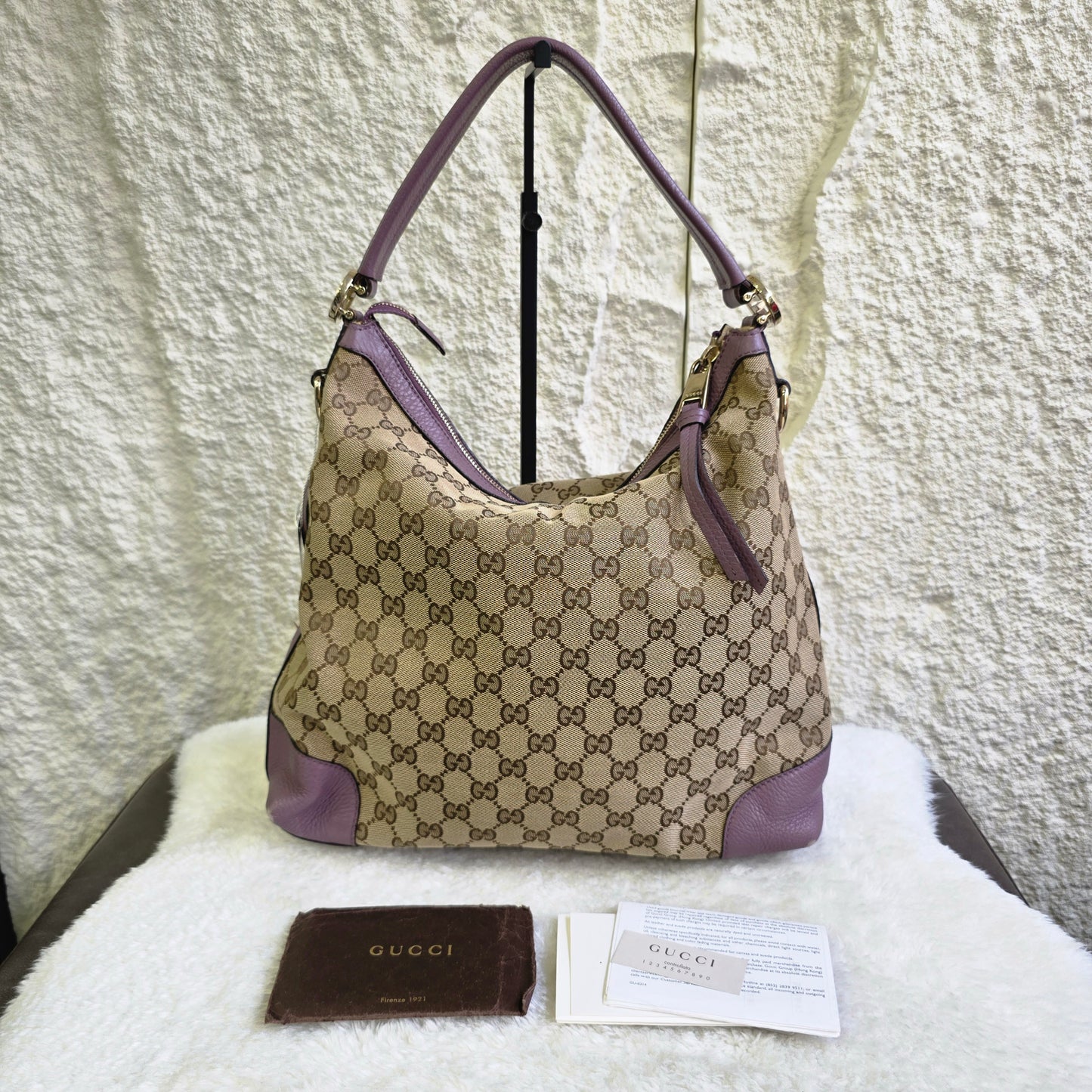 Gucci GG Supreme Canvas Leather Trim Handbag [Pre-Owned]
