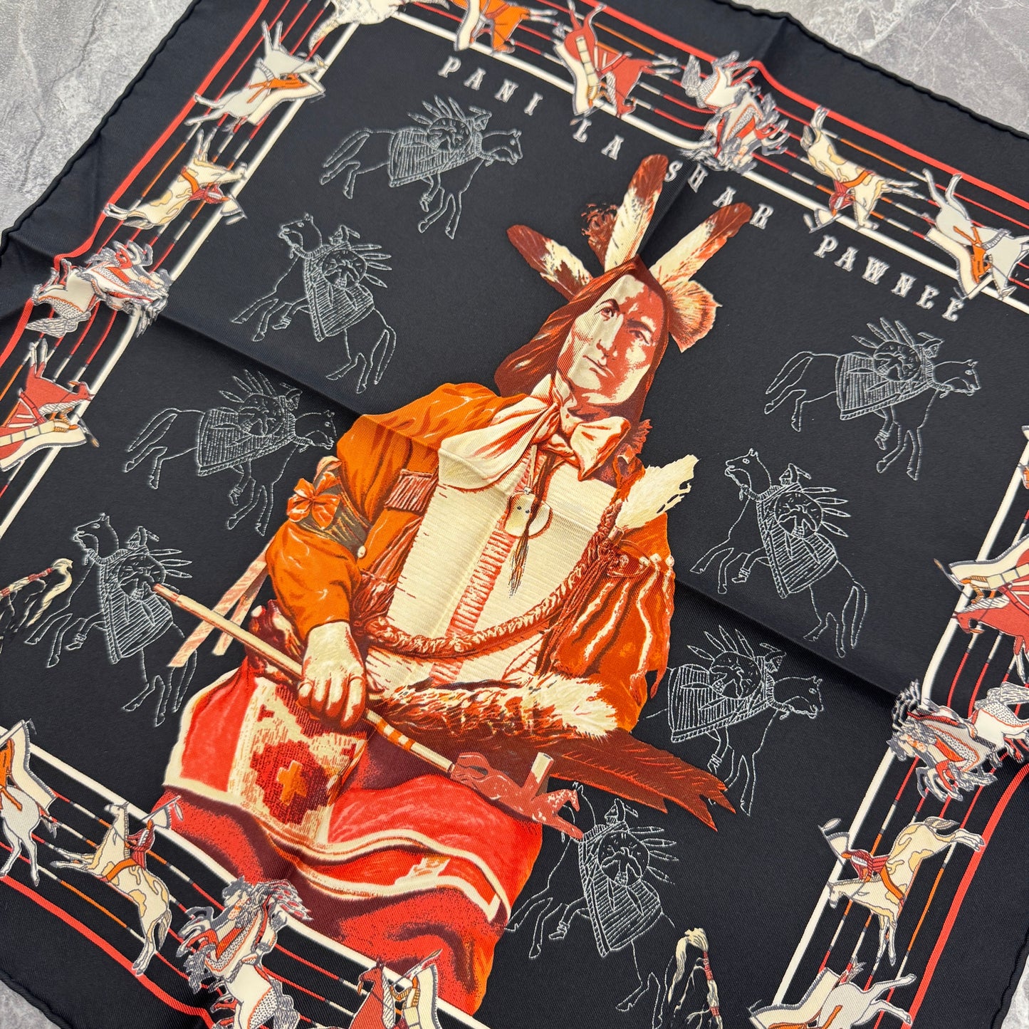 HERMÈS 45 "Chief of the Pawnee" Scarf [Pre-Owned]