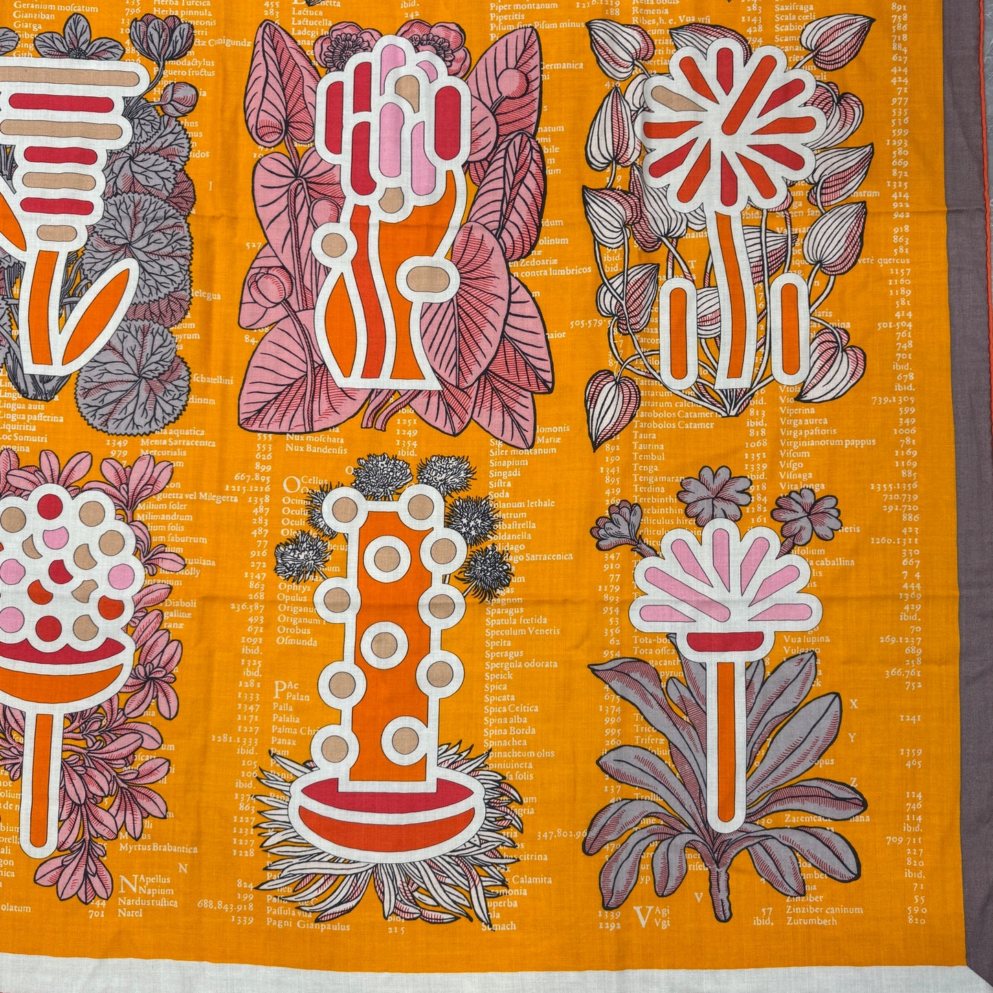 爱马仕 140 克羊绒“植物插画”丝巾 [二手]