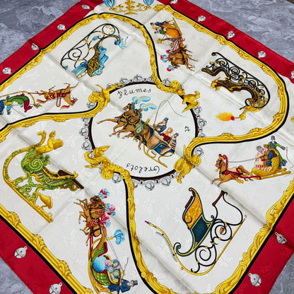 HERMÈS 90 Scarf "Plumes et grelots" [Pre-Owned]