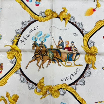 HERMÈS 90 Scarf "Plumes et grelots" [Pre-Owned]