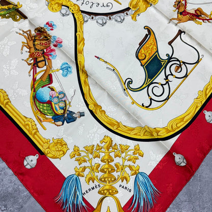 HERMÈS 90 Scarf "Plumes et grelots" [Pre-Owned]