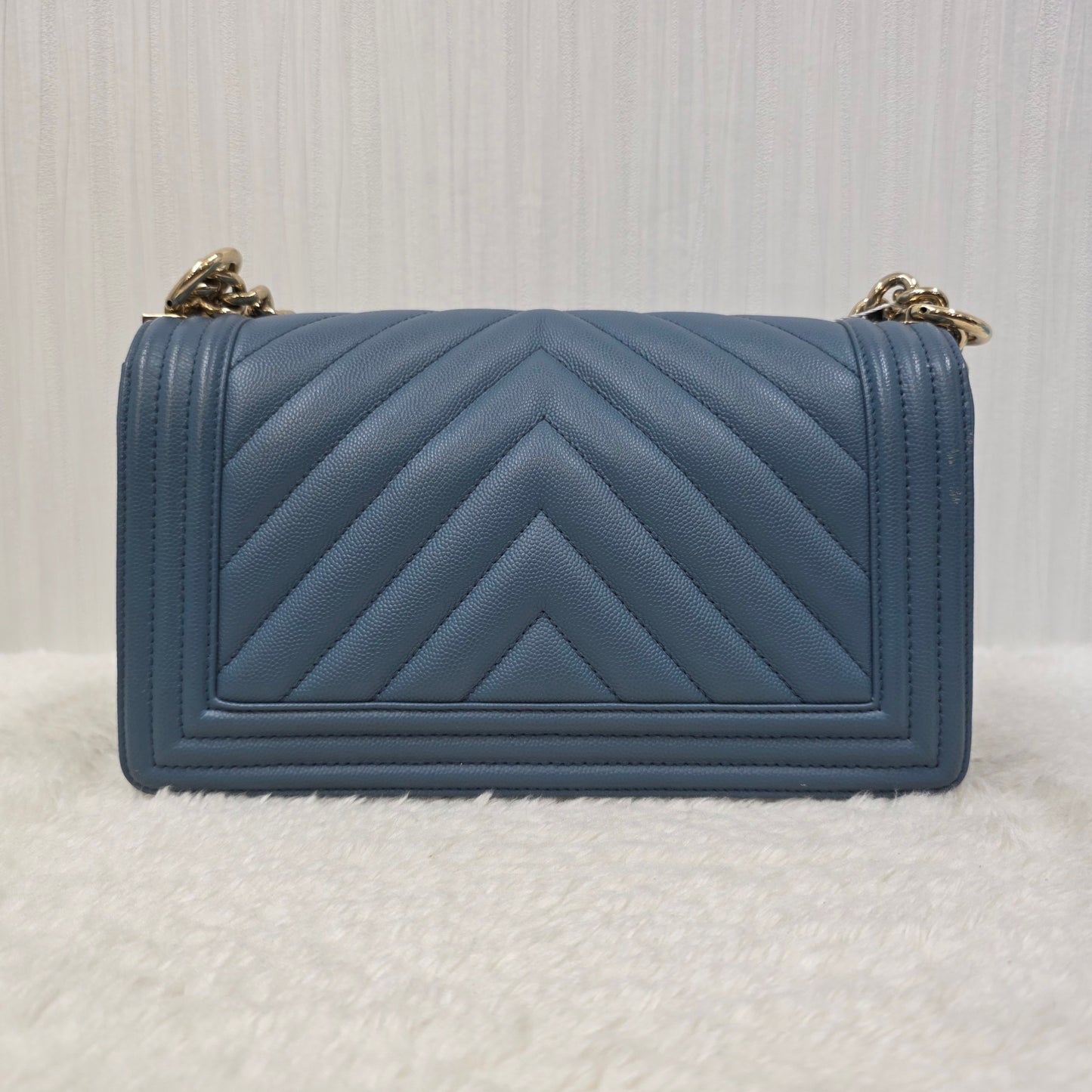 CHANEL ブルー ル・ボーイ バッグ ゴールド金具 【中古】 