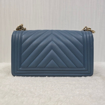 CHANEL ブルー ル・ボーイ バッグ ゴールド金具 【中古】 