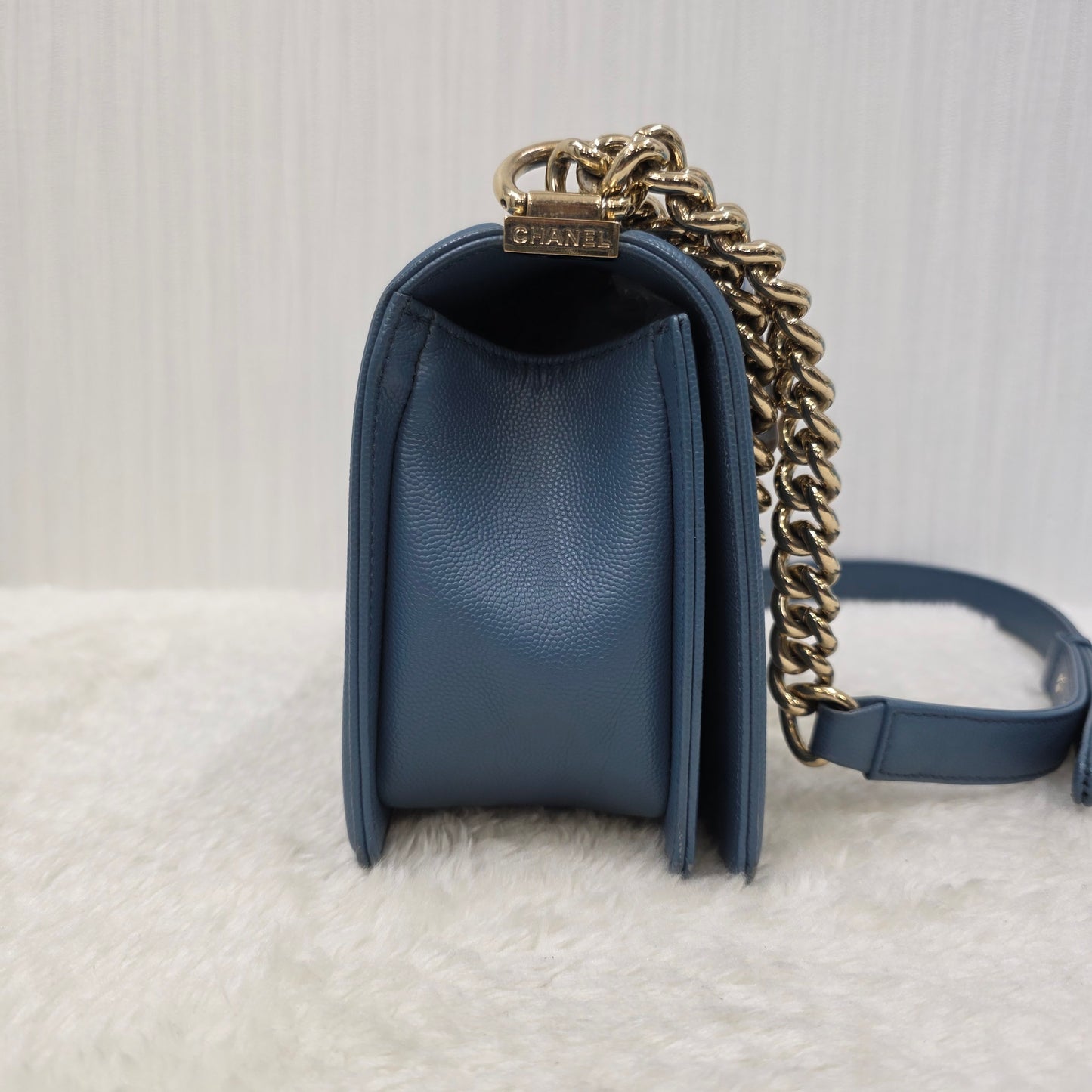 CHANEL ブルー ル・ボーイ バッグ ゴールド金具 【中古】 