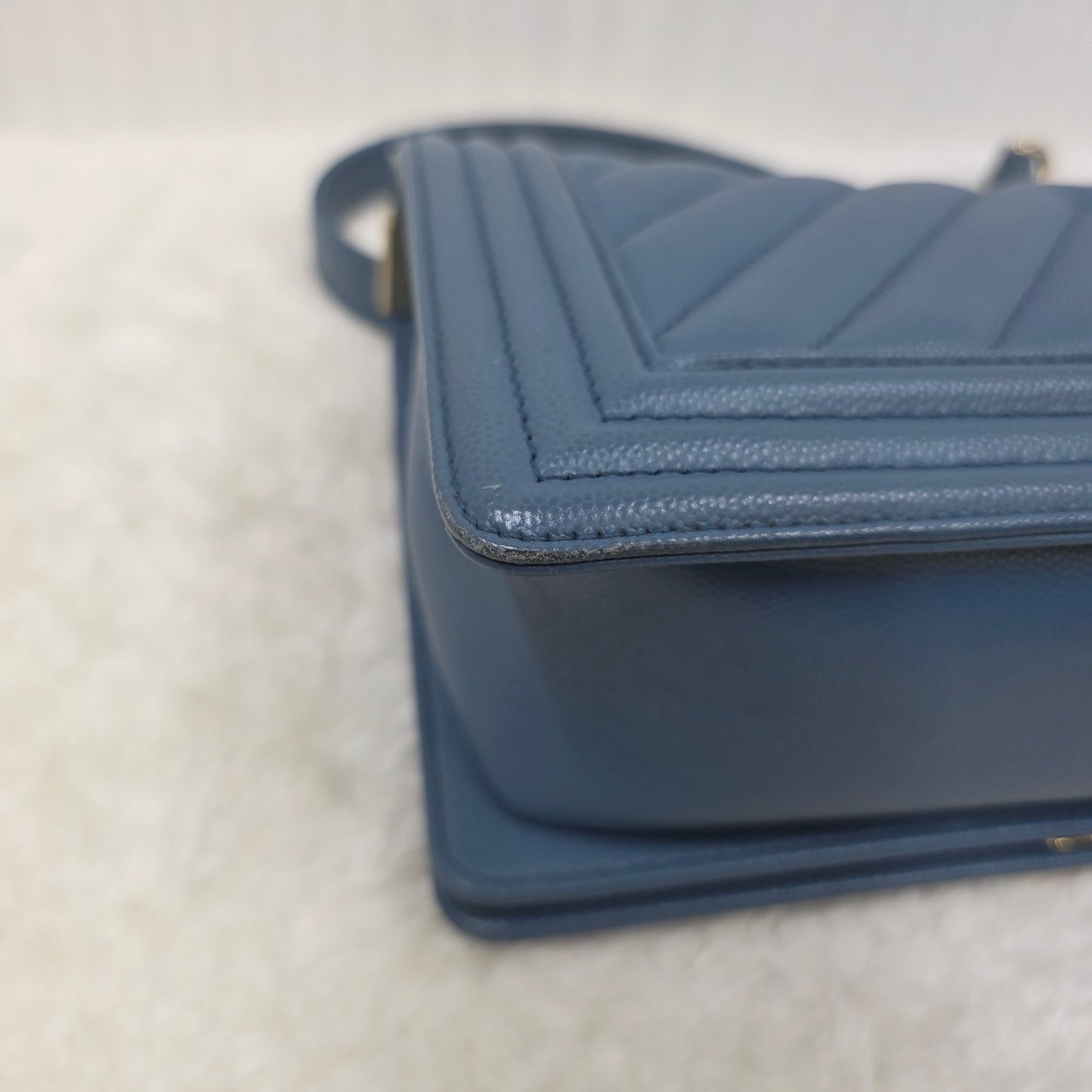 CHANEL ブルー ル・ボーイ バッグ ゴールド金具 【中古】 