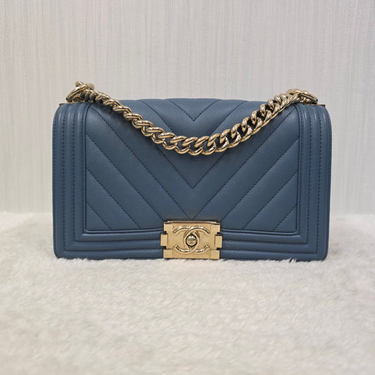 CHANEL ブルー ル・ボーイ バッグ ゴールド金具 【中古】 
