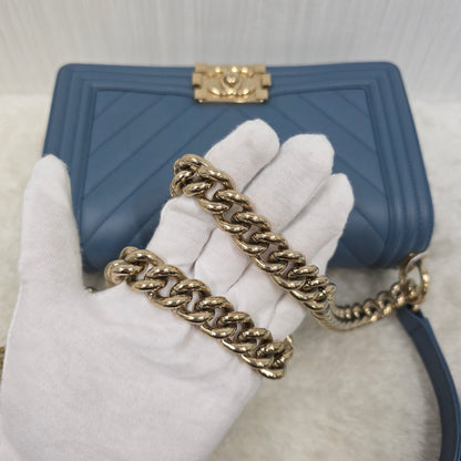 CHANEL ブルー ル・ボーイ バッグ ゴールド金具 【中古】 