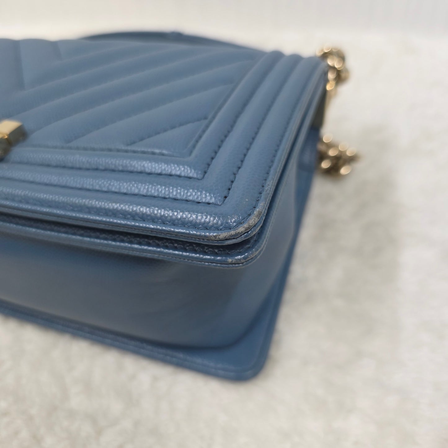 CHANEL ブルー ル・ボーイ バッグ ゴールド金具 【中古】 