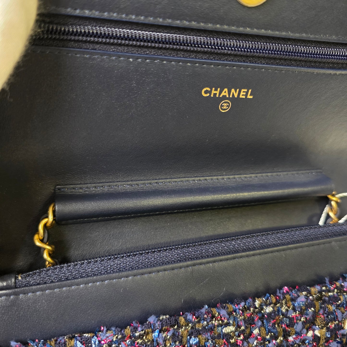 CHANEL Purple Tweed WOC Chain Bag [Pre-Owned]