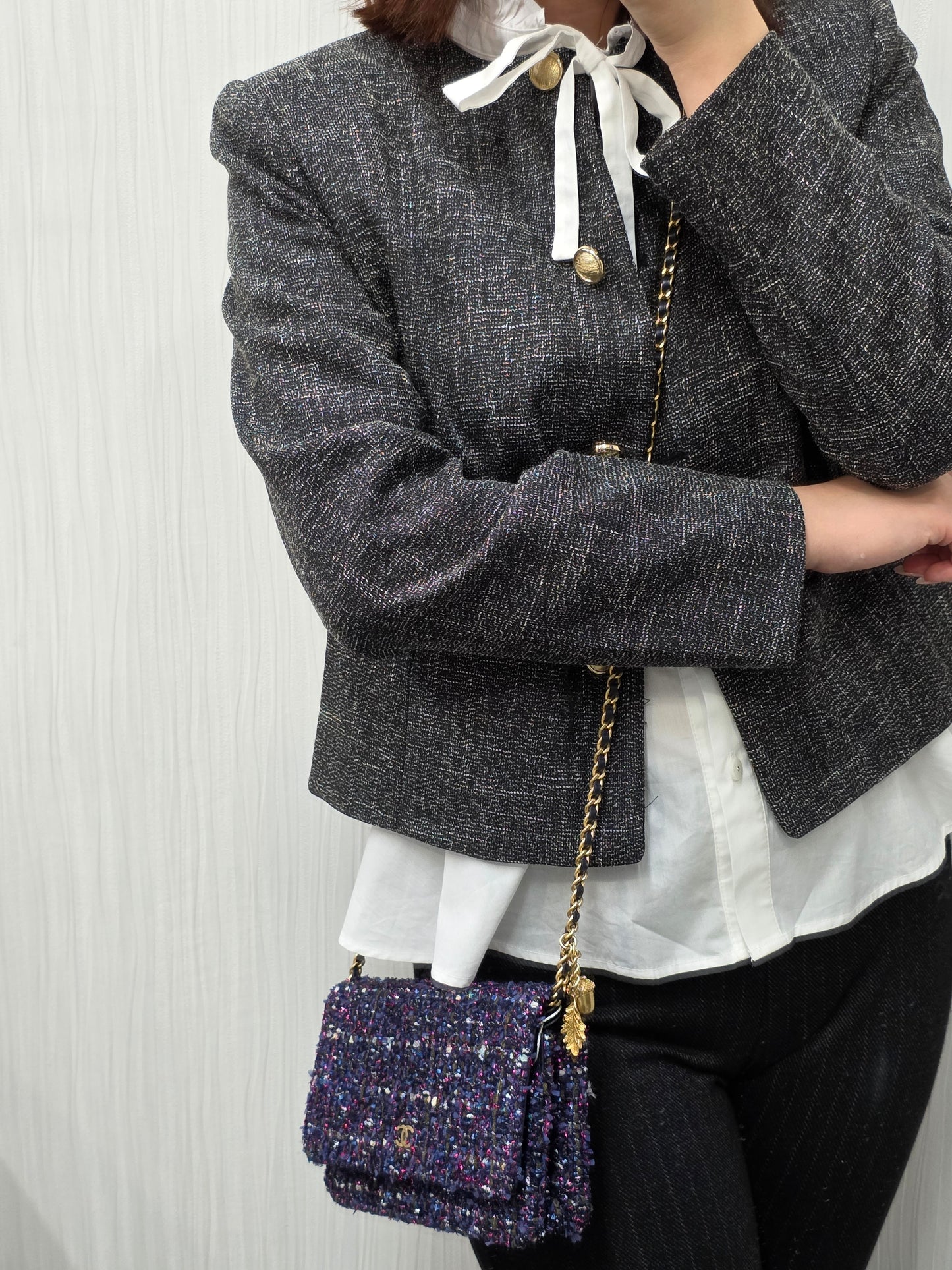 CHANEL Purple Tweed WOC Chain Bag [Pre-Owned]