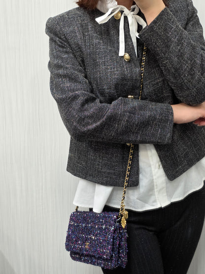 CHANEL Purple Tweed WOC Chain Bag [Pre-Owned]