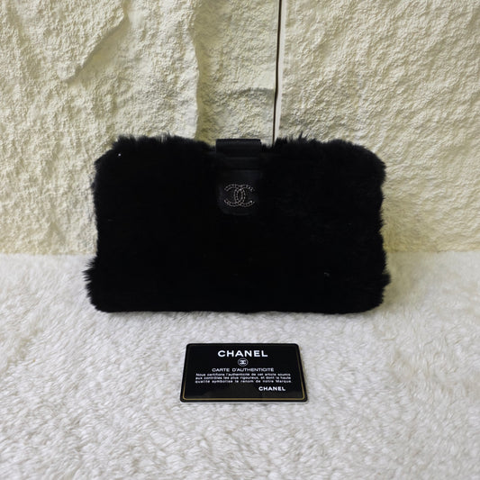 CHANEL ラビットファー＆クリスタル イブニングバッグ【中古】 