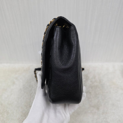 CHANEL Black & Gold Chevron Crossbody Bag [Pre-Owned]