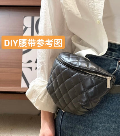 香奈儿黑色银色菱格纹腰包 [二手] 
