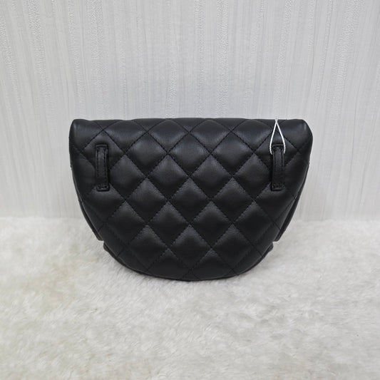 CHANEL Black & Silver Quilted Waist Bag [Pre-Owned]