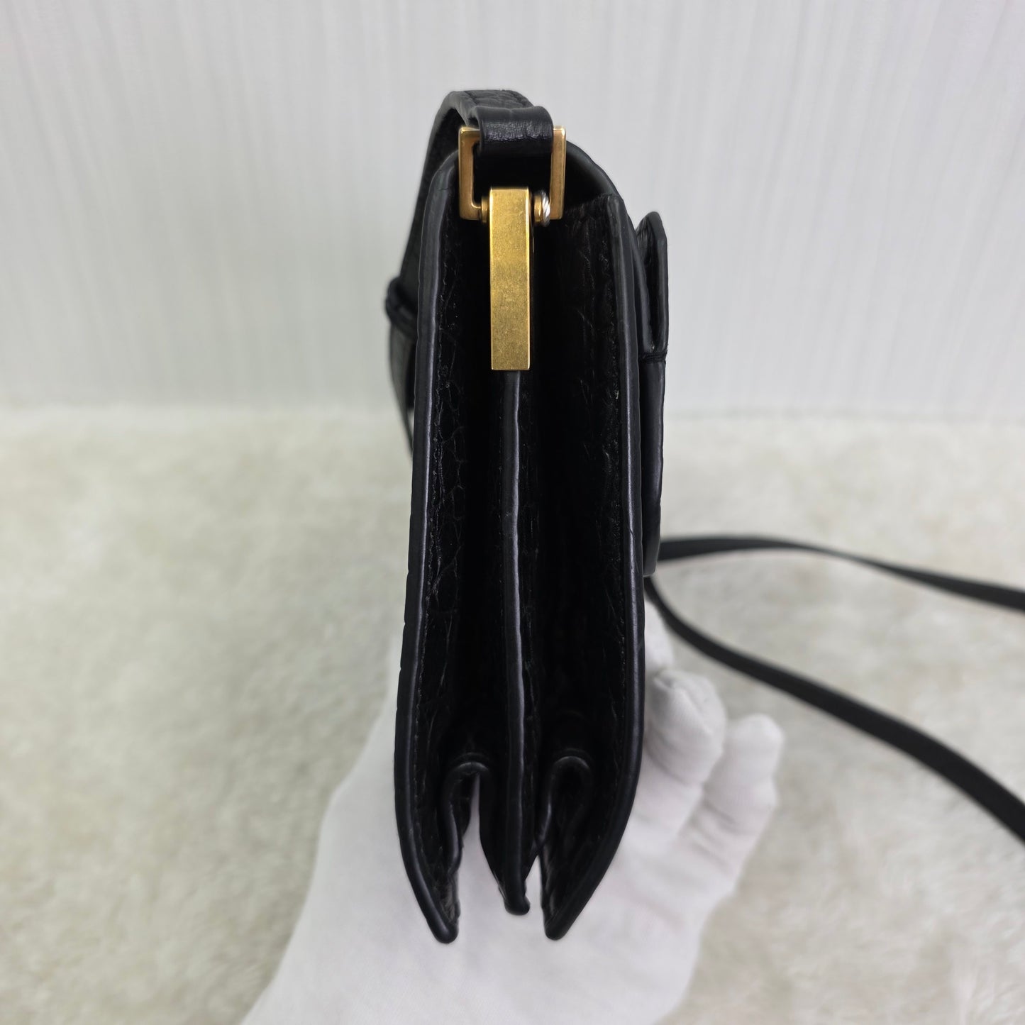 YSL Crocodile-Embossed Accordion Bag [Pre-Owned]