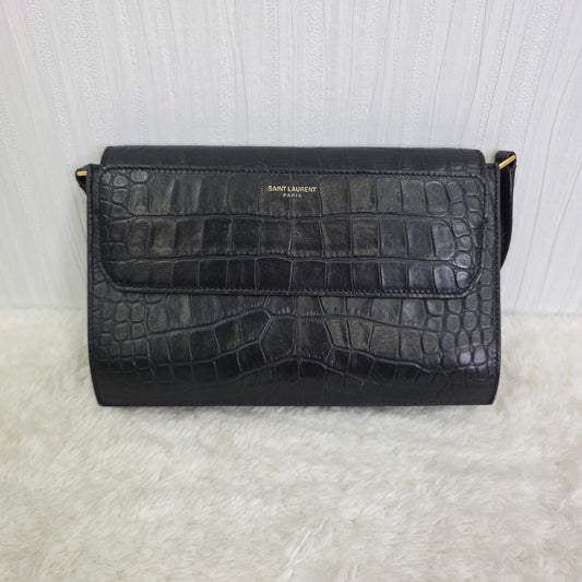 YSL Crocodile-Embossed Accordion Bag [Pre-Owned]
