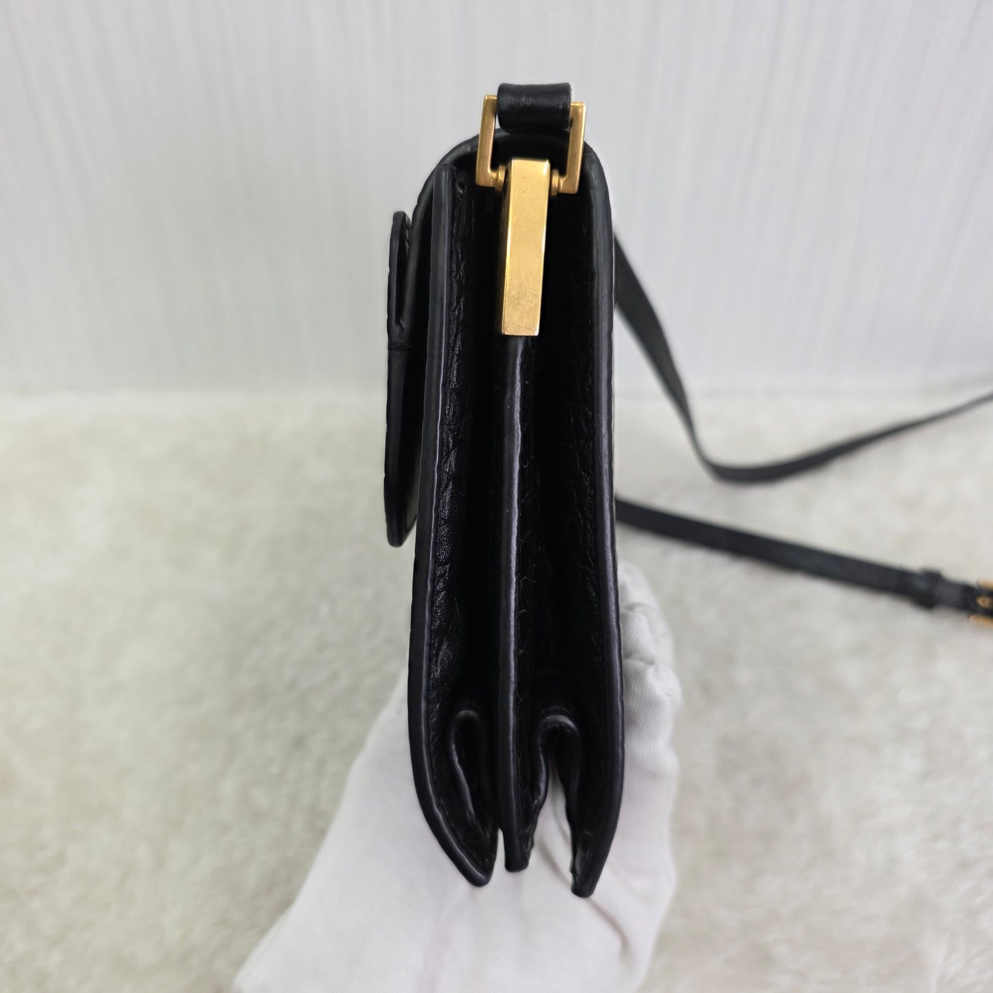 YSL Crocodile-Embossed Accordion Bag [Pre-Owned]
