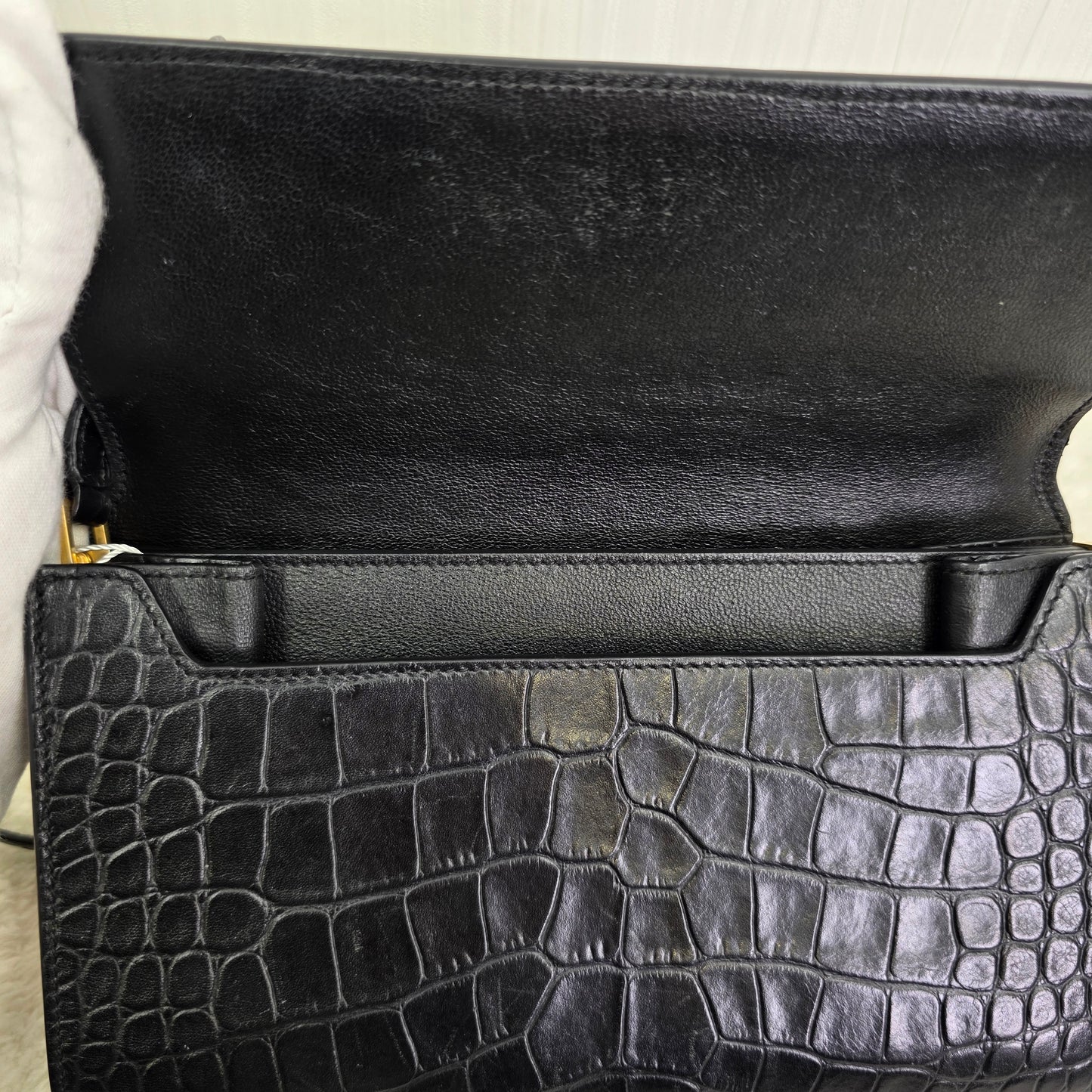YSL Crocodile-Embossed Accordion Bag [Pre-Owned]