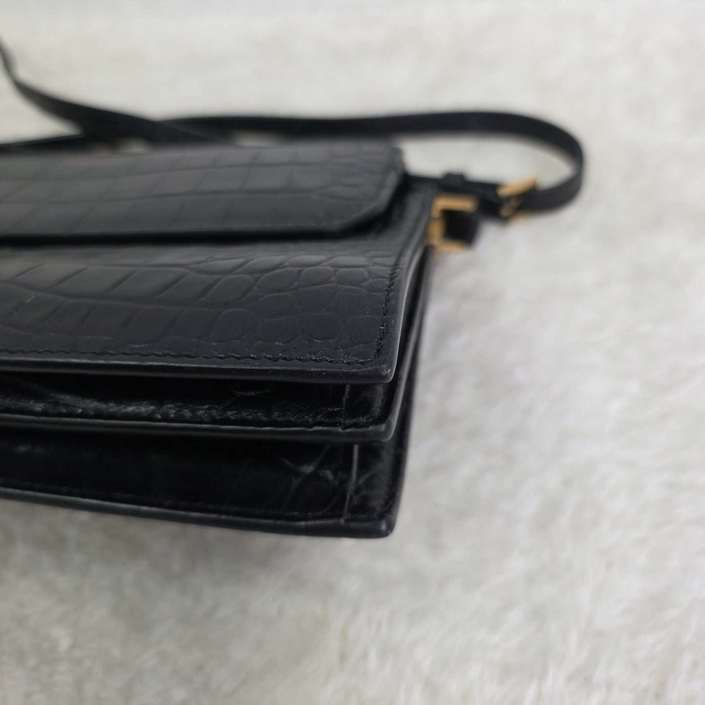 YSL Crocodile-Embossed Accordion Bag [Pre-Owned]