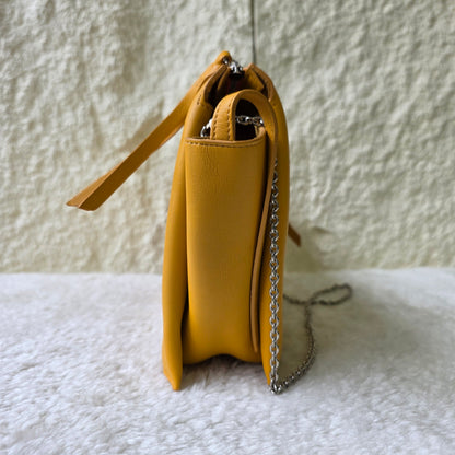 CELINE Trifold Handbag in Mustard Yellow [Pre-Owned]