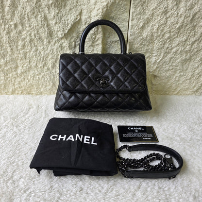 CHANEL Black Caviar Leather Top Handle Bag [Pre-Owned]