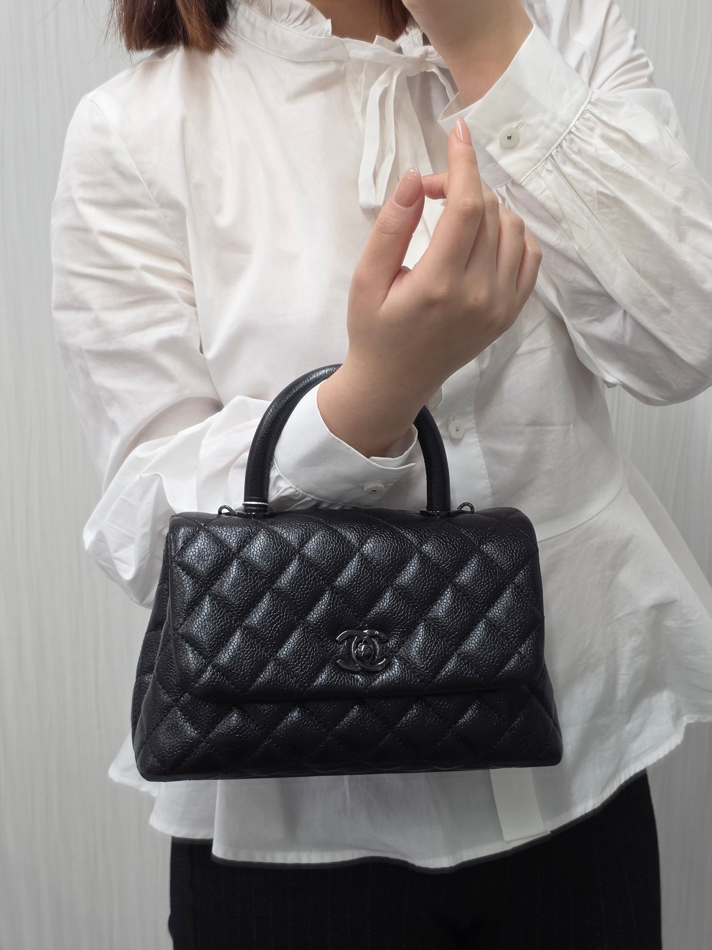 CHANEL Black Caviar Leather Top Handle Bag [Pre-Owned]