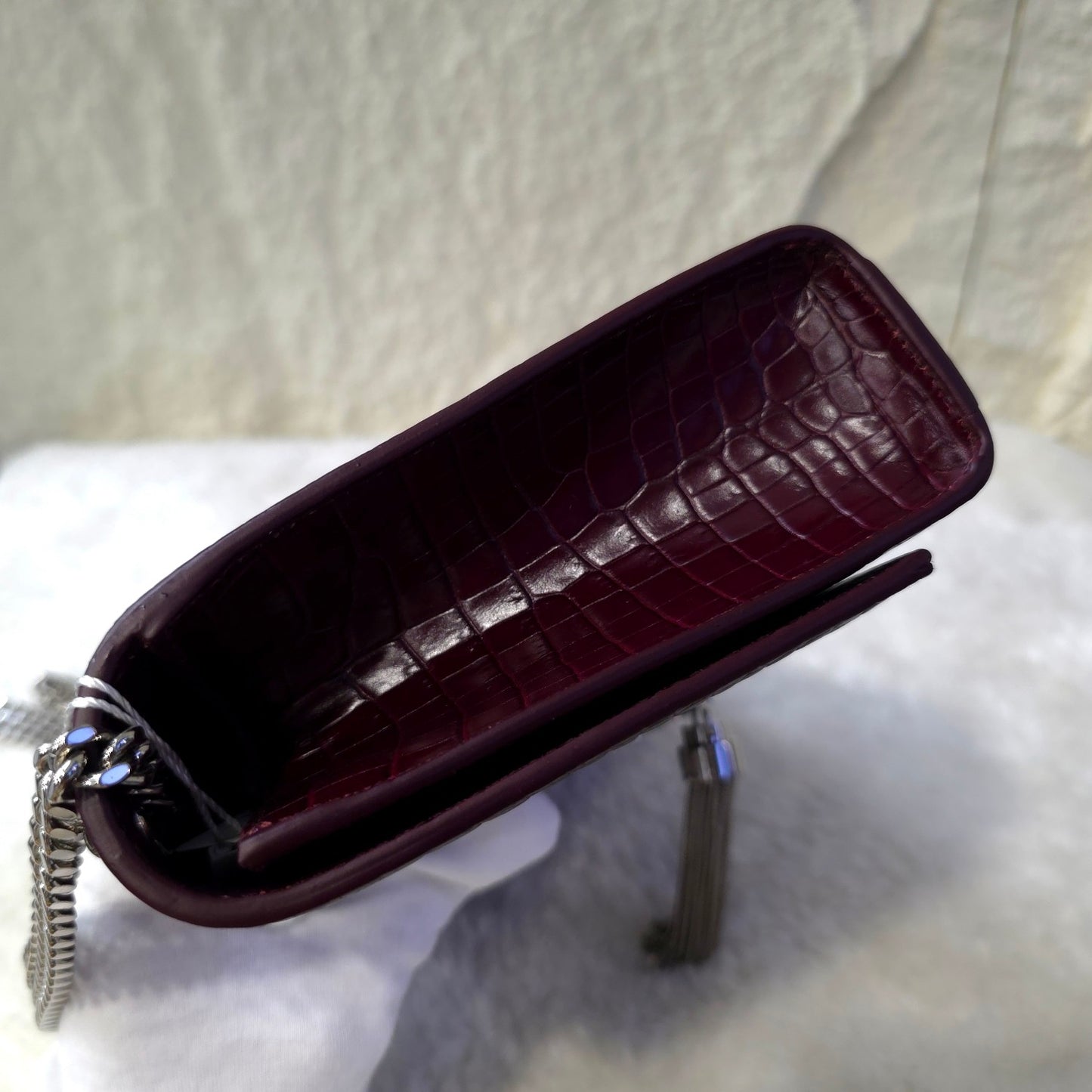 YSL Embossed Leather Tassel Shoulder Bag [Pre-Owned]