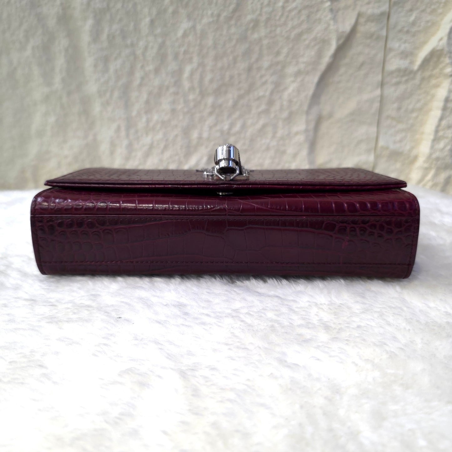 YSL Embossed Leather Tassel Shoulder Bag [Pre-Owned]