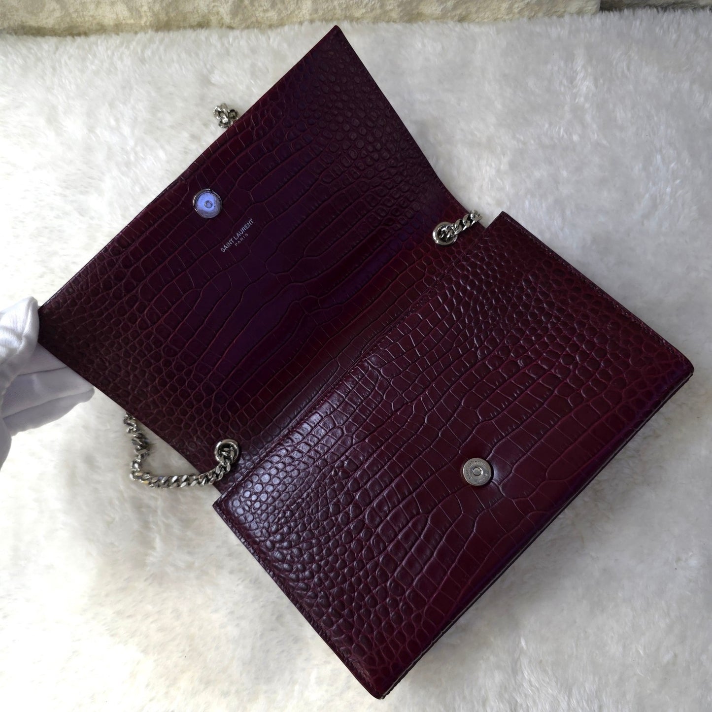 YSL Embossed Leather Tassel Shoulder Bag [Pre-Owned]