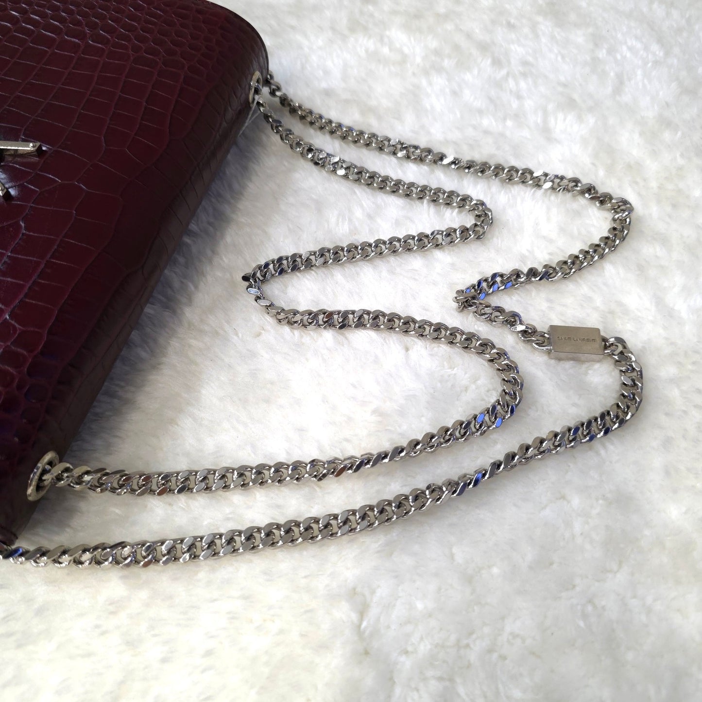 YSL Embossed Leather Tassel Shoulder Bag [Pre-Owned]