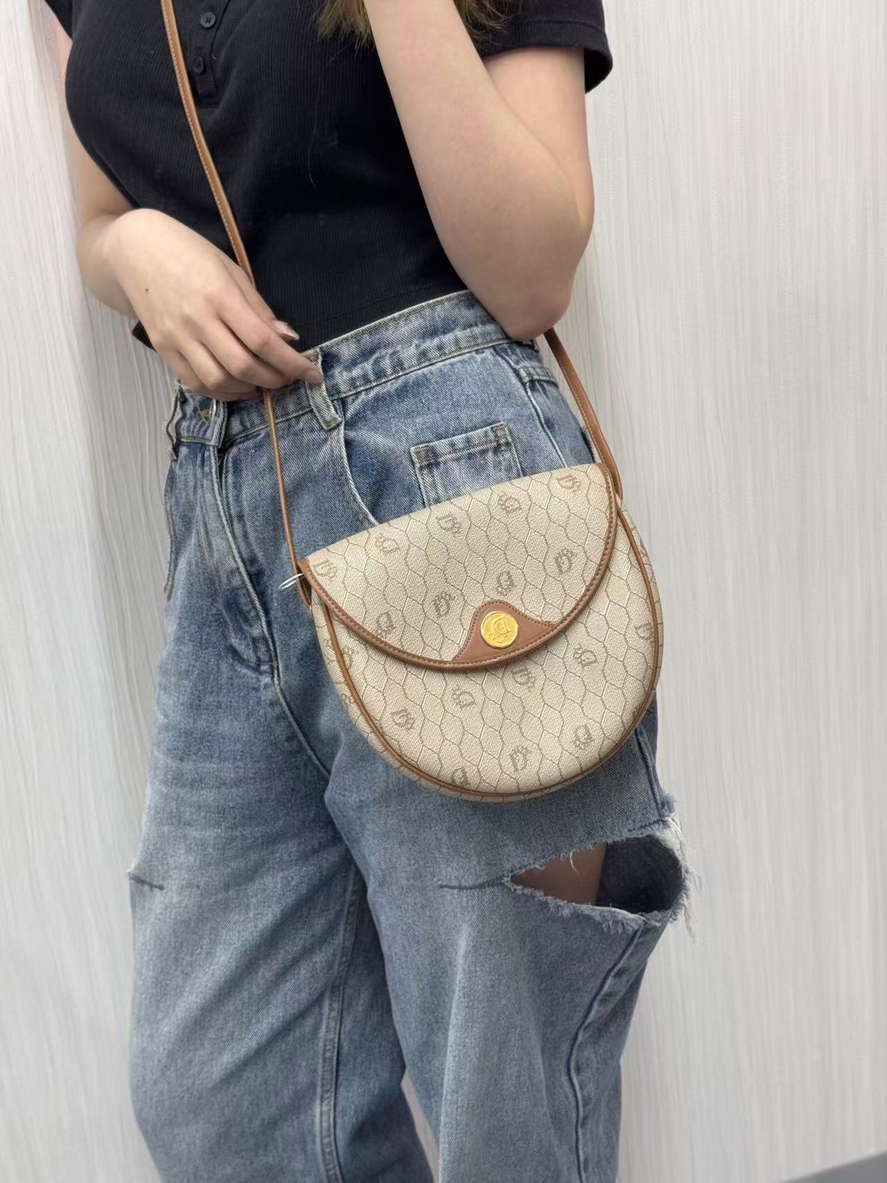 DIOR 蜂巢图案马鞍包 [二手]