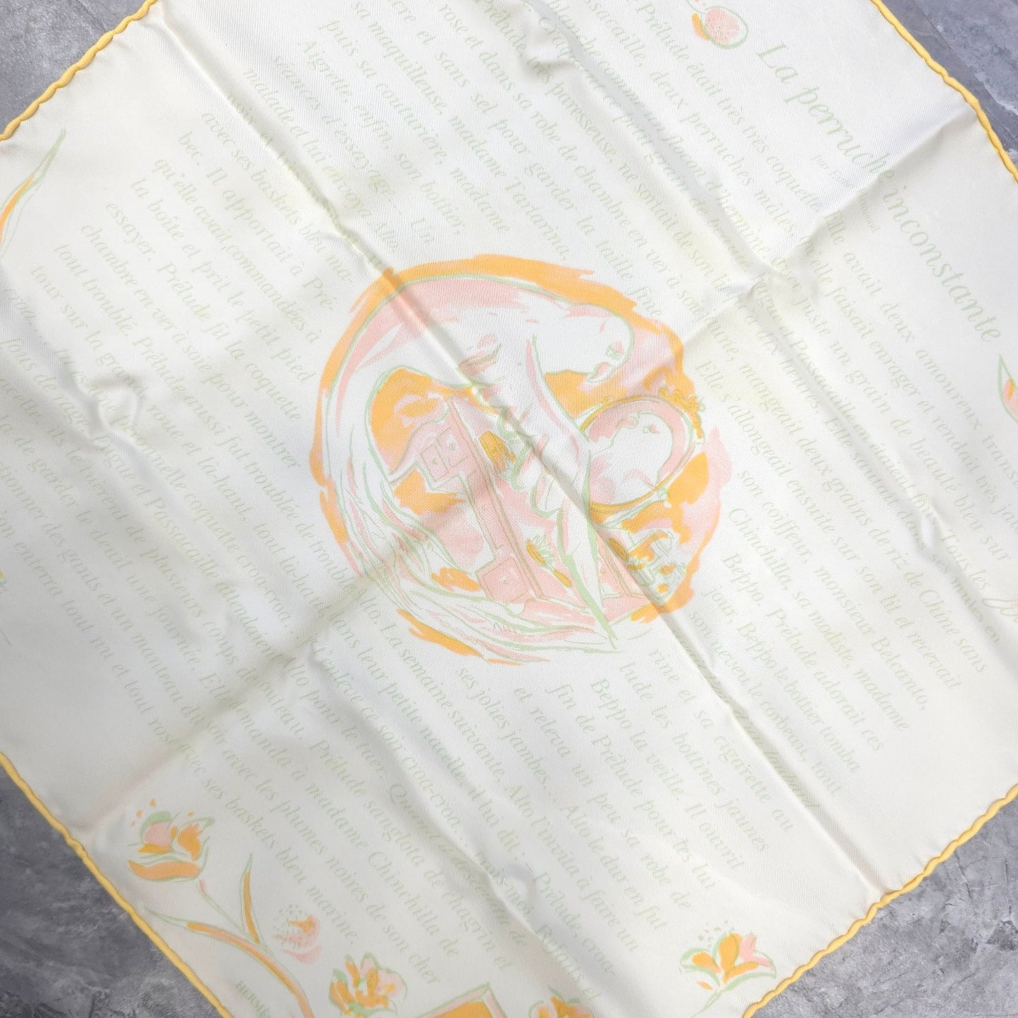 エルメス 45 気まぐれなオウム スカーフ【中古】