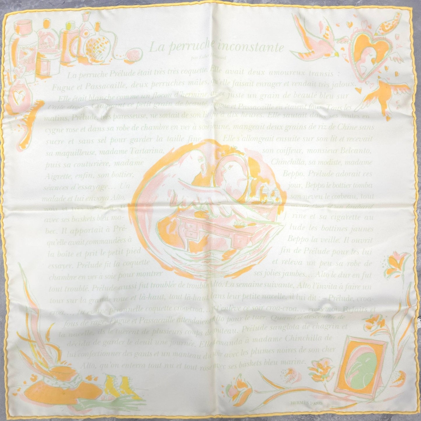 エルメス 45 気まぐれなオウム スカーフ【中古】