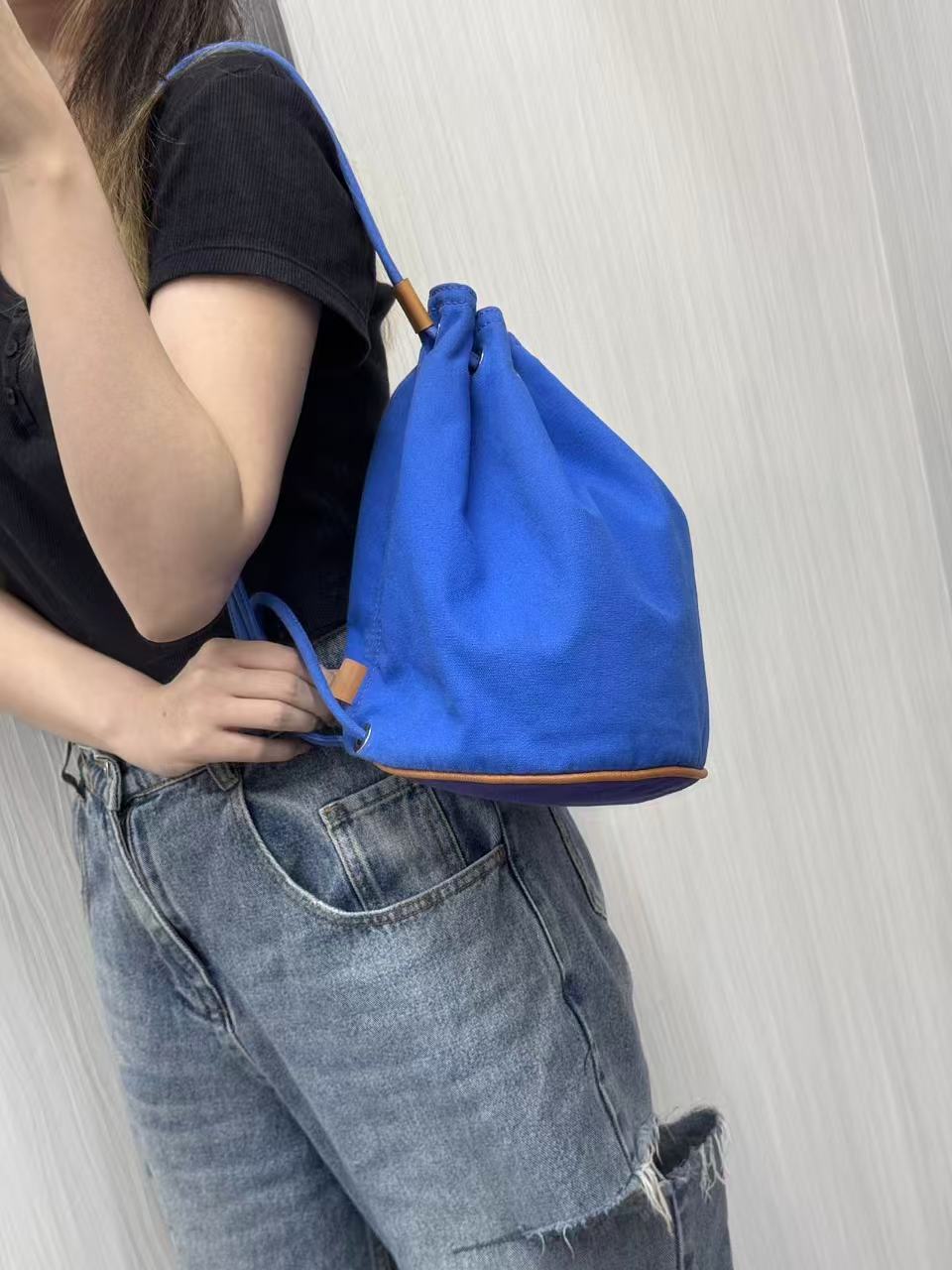 HERMES Canvas Bucket Bag [Pre-Owned]