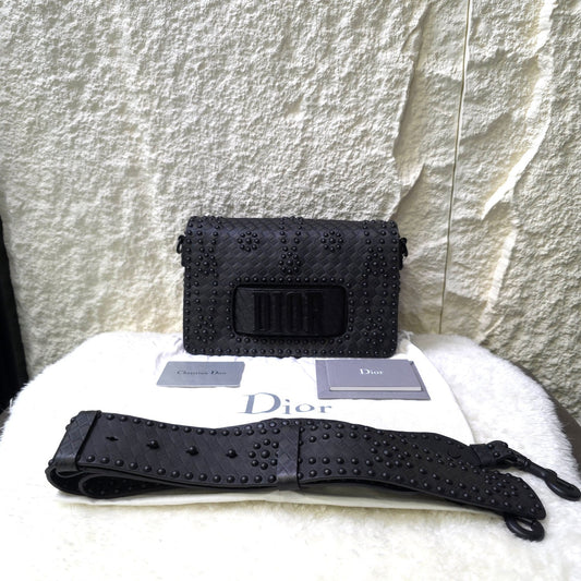 Dior Limited Edition J’Adior All Black Studded Shoulder Bag [Pre-Owned]