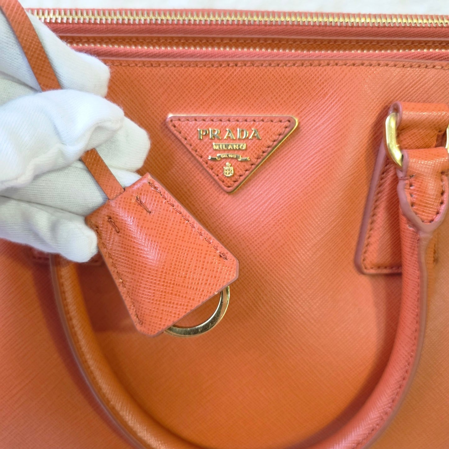 PRADA Orange Saffiano Lux Tote Bag (Galleria / Saffiano Leather) [Pre-Owned]