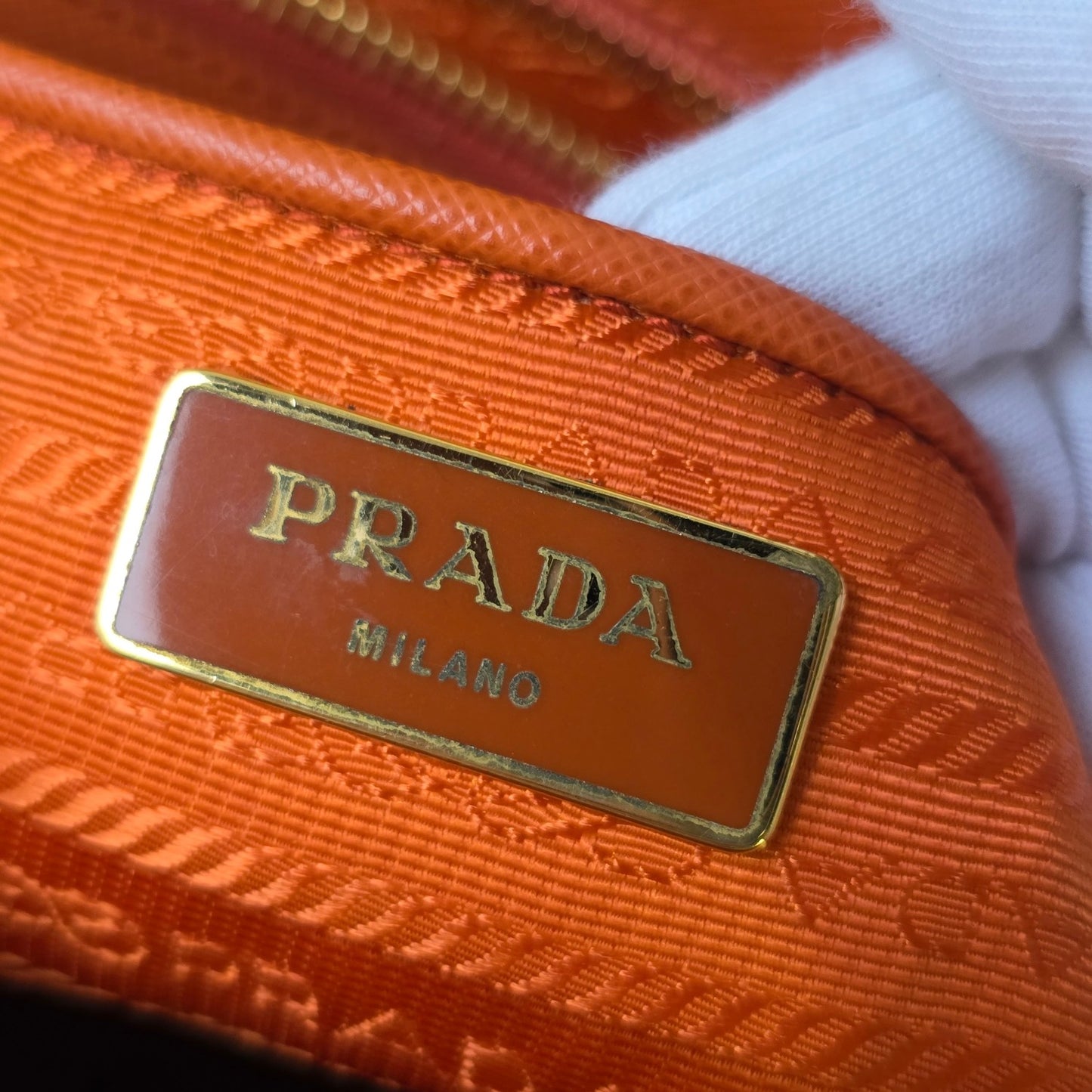 PRADA Orange Saffiano Lux Tote Bag (Galleria / Saffiano Leather) [Pre-Owned]