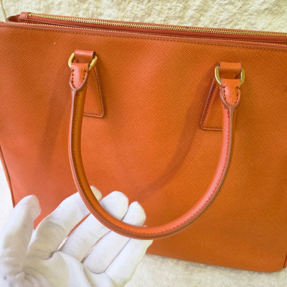 PRADA Orange Saffiano Lux Tote Bag (Galleria / Saffiano Leather) [Pre-Owned]