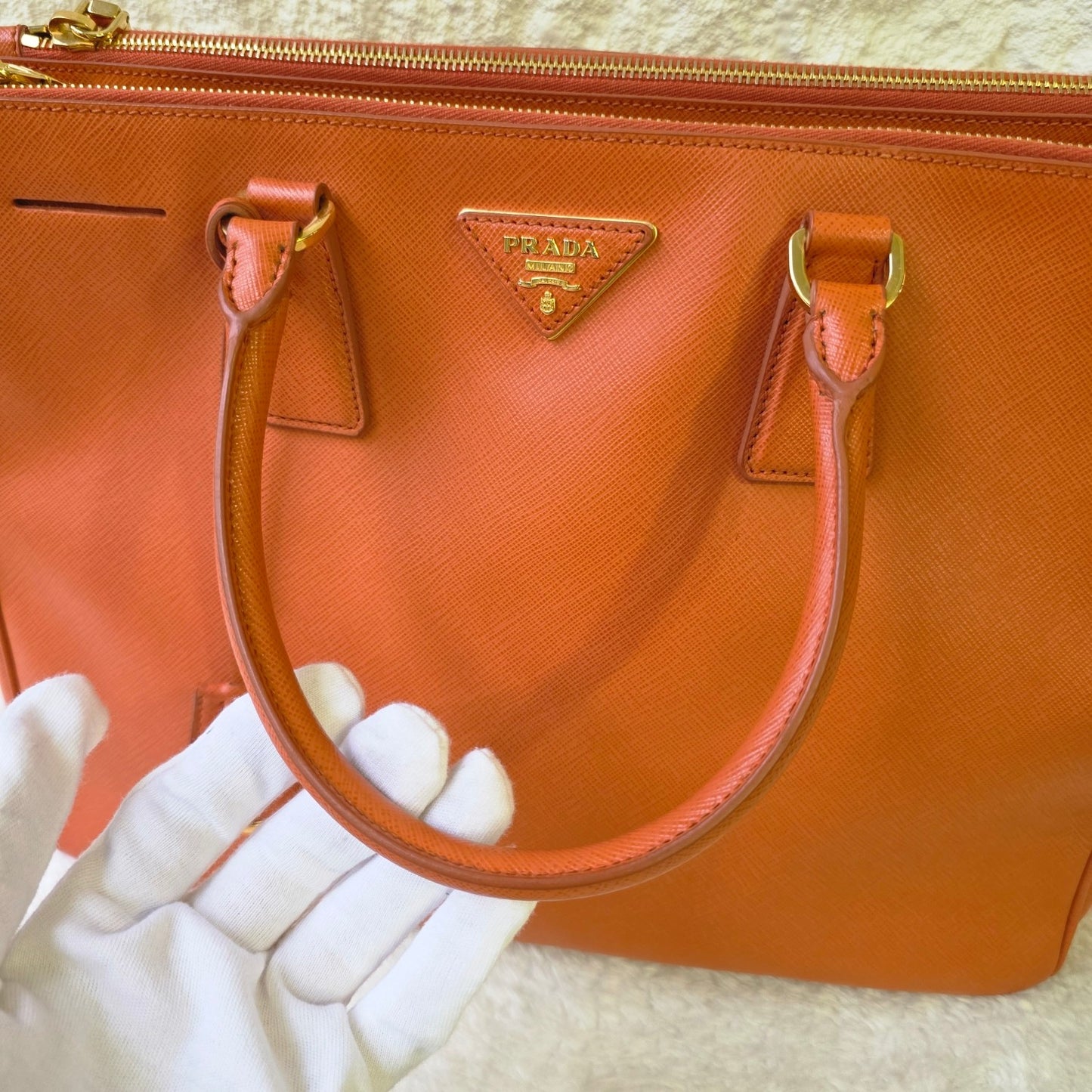 PRADA Orange Saffiano Lux Tote Bag (Galleria / Saffiano Leather) [Pre-Owned]