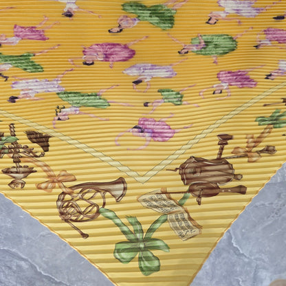Hermes "Ballet" Pleated Silk Scarf [Pre-Owned]