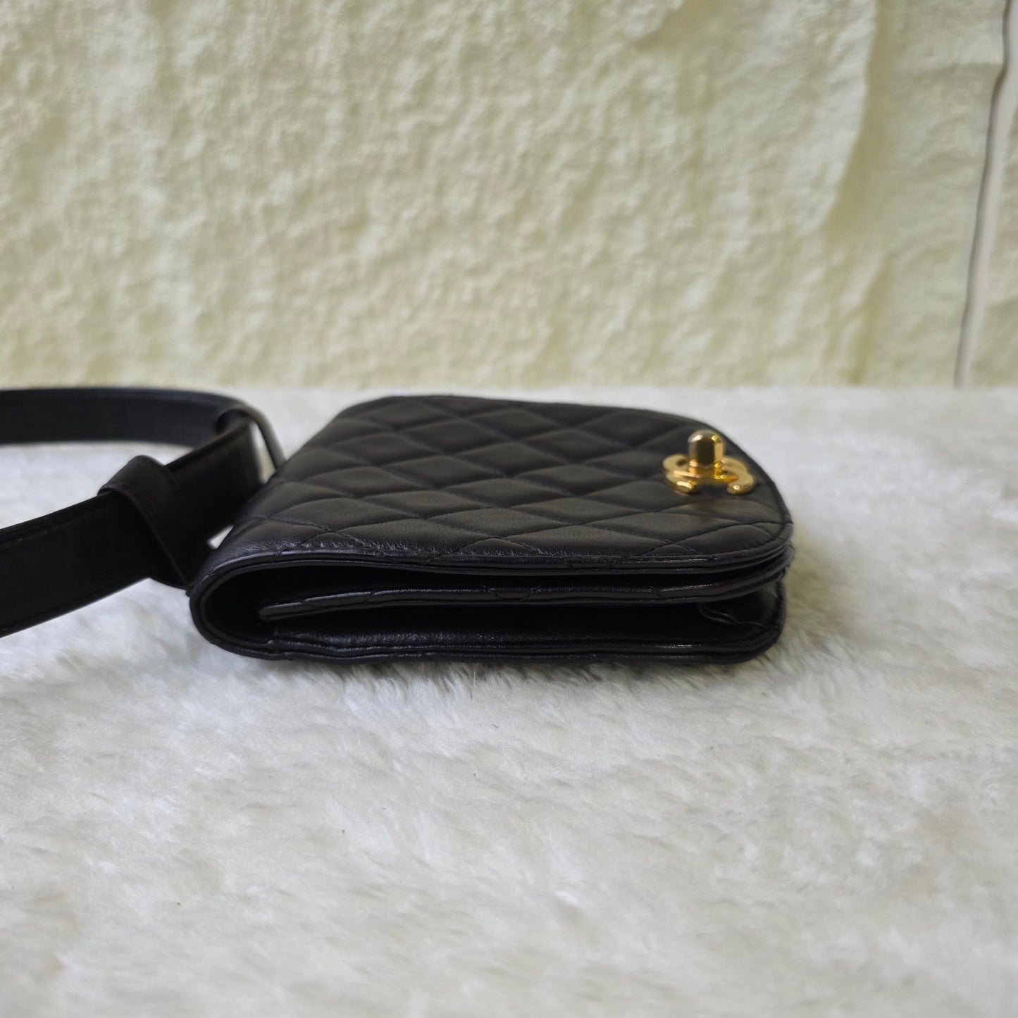 CHANEL Black & Gold Quilted Waist Bag [Pre-Owned]