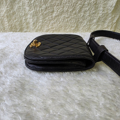 CHANEL Black & Gold Quilted Waist Bag [Pre-Owned]