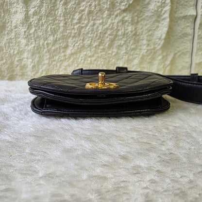 CHANEL Black & Gold Quilted Waist Bag [Pre-Owned]
