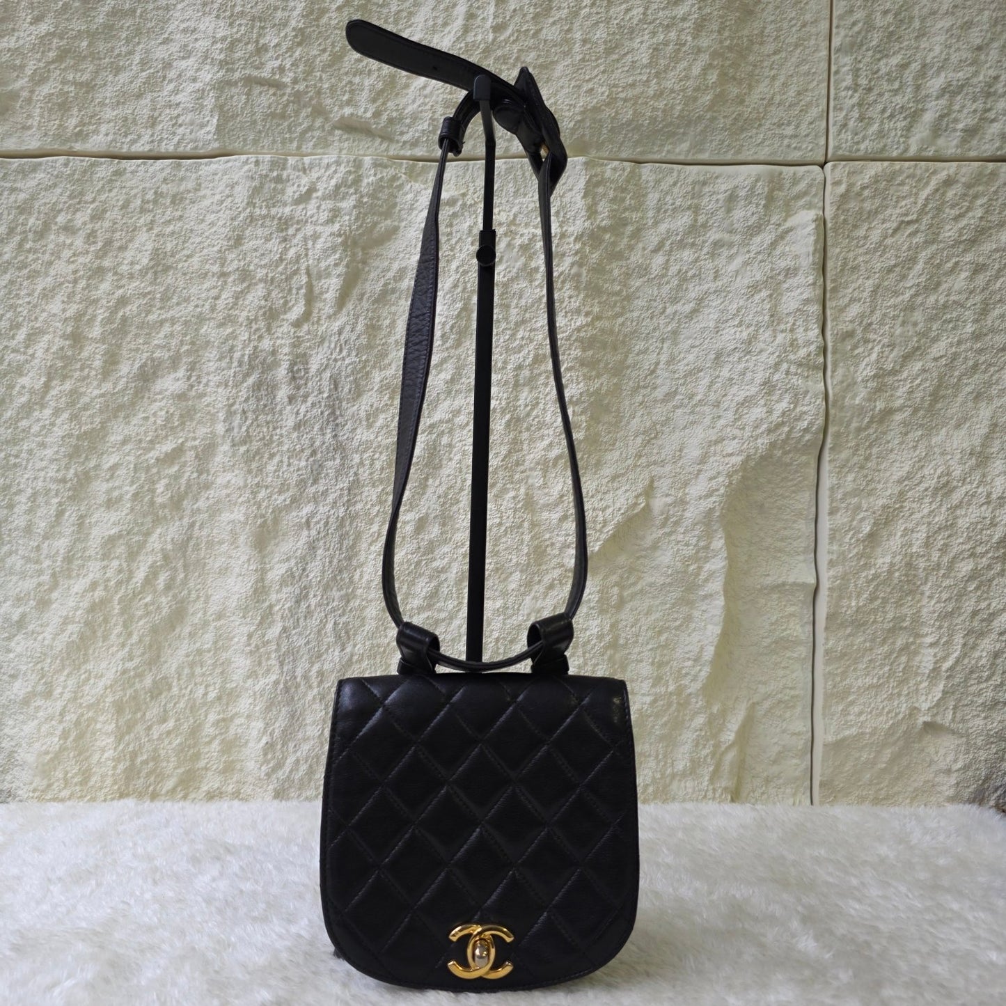 CHANEL Black & Gold Quilted Waist Bag [Pre-Owned]
