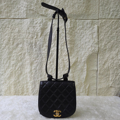 CHANEL Black & Gold Quilted Waist Bag [Pre-Owned]
