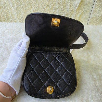 CHANEL Black & Gold Quilted Waist Bag [Pre-Owned]