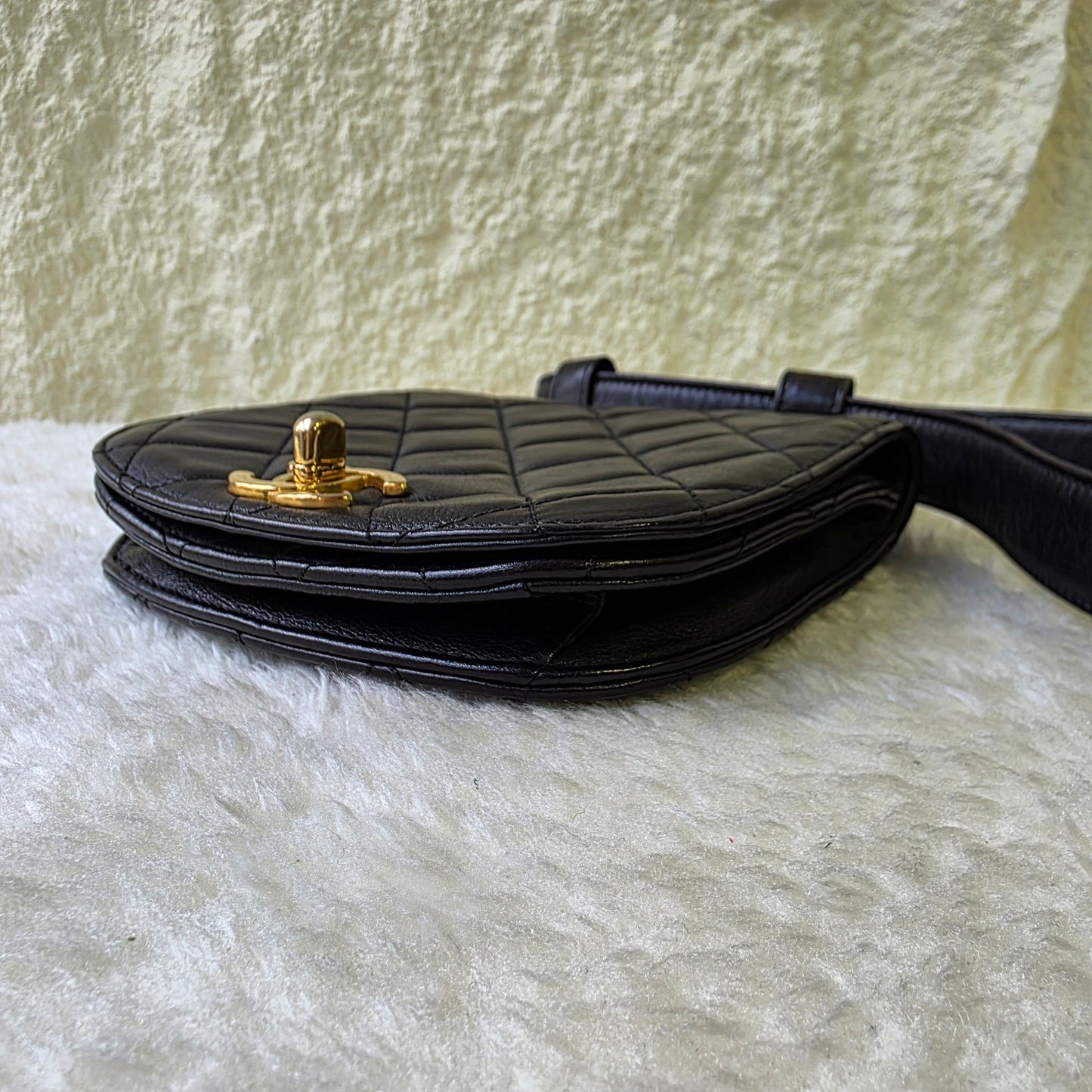 CHANEL Black & Gold Quilted Waist Bag [Pre-Owned]